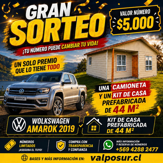 Sorteo Camioneta Volkswagen Amarok 2019 más el kit de una casa prefabricada de 44 m